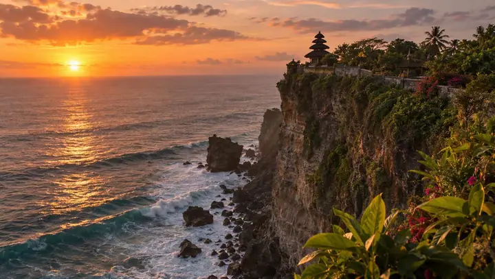 Bali landmarks: temples, rice terraces, waterfalls